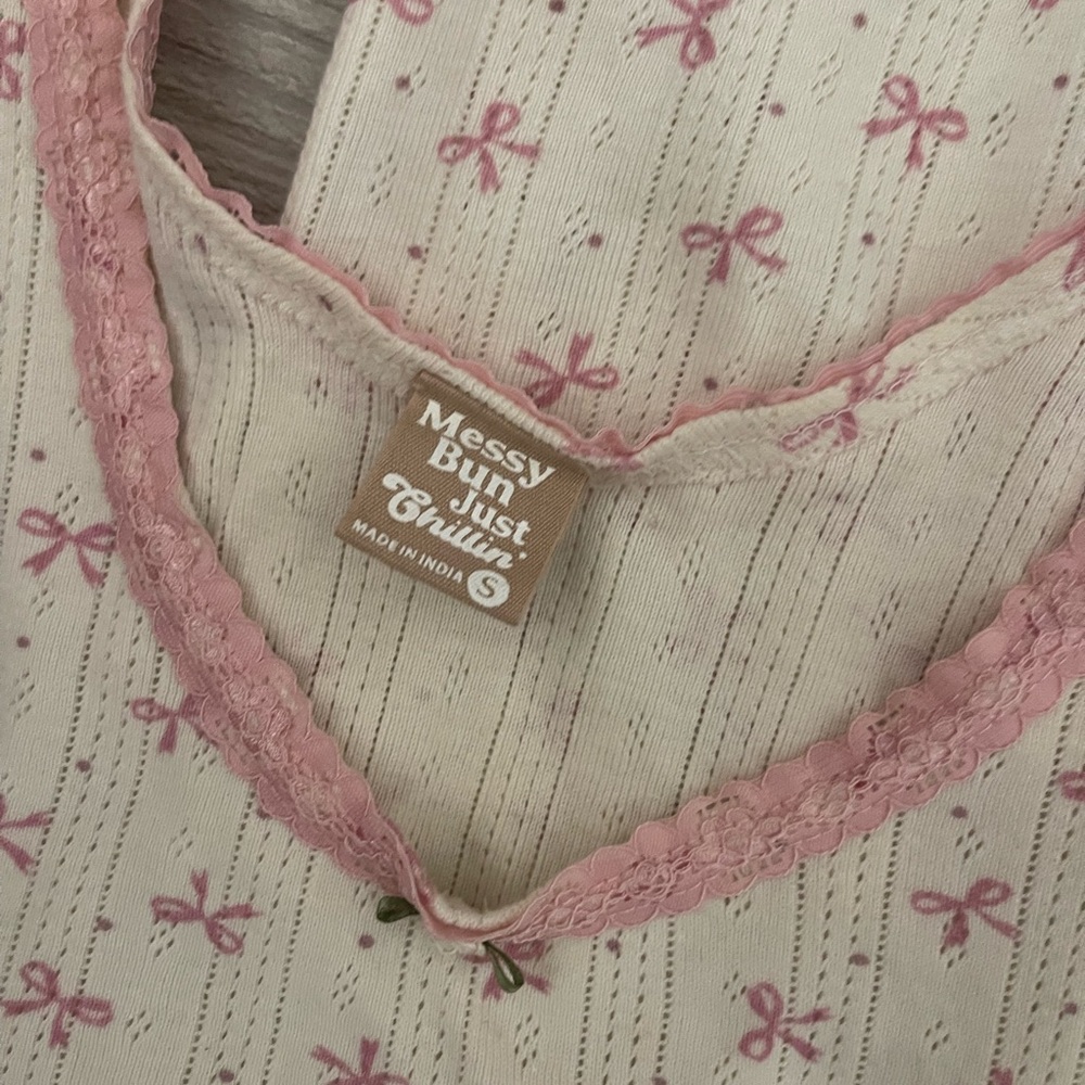 Pink Bow Patterned pajama set